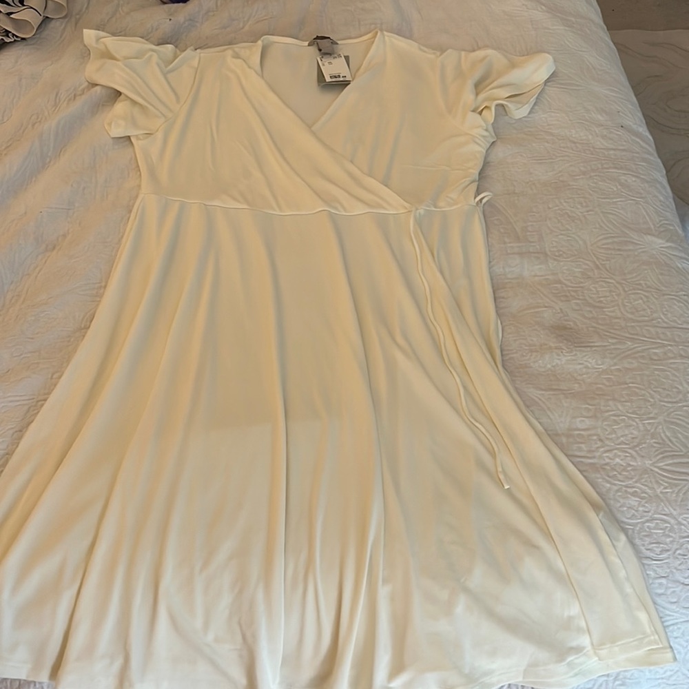 NWT H&M Ivory faux Wrap Dress
